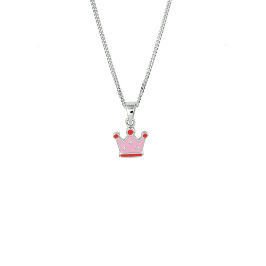 collier kroon emaille 36 + 4 cm zilver gerhodineerd