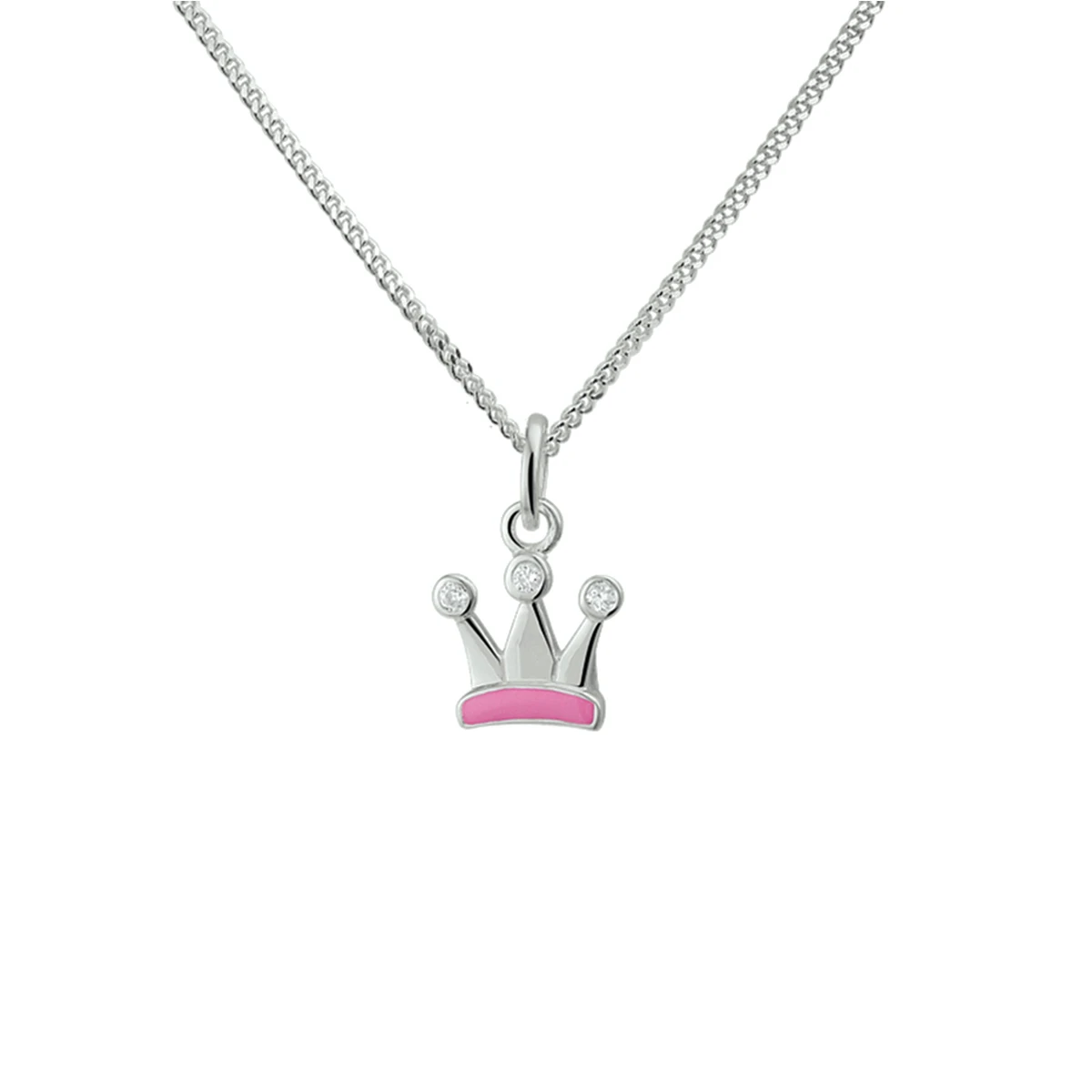 collier kroon zirkonia emaille 36 + 4 cm zilver gerhodineerd