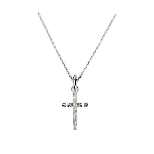 collier kruis 1,3 mm 41 + 4 cm zilver gerhodineerd