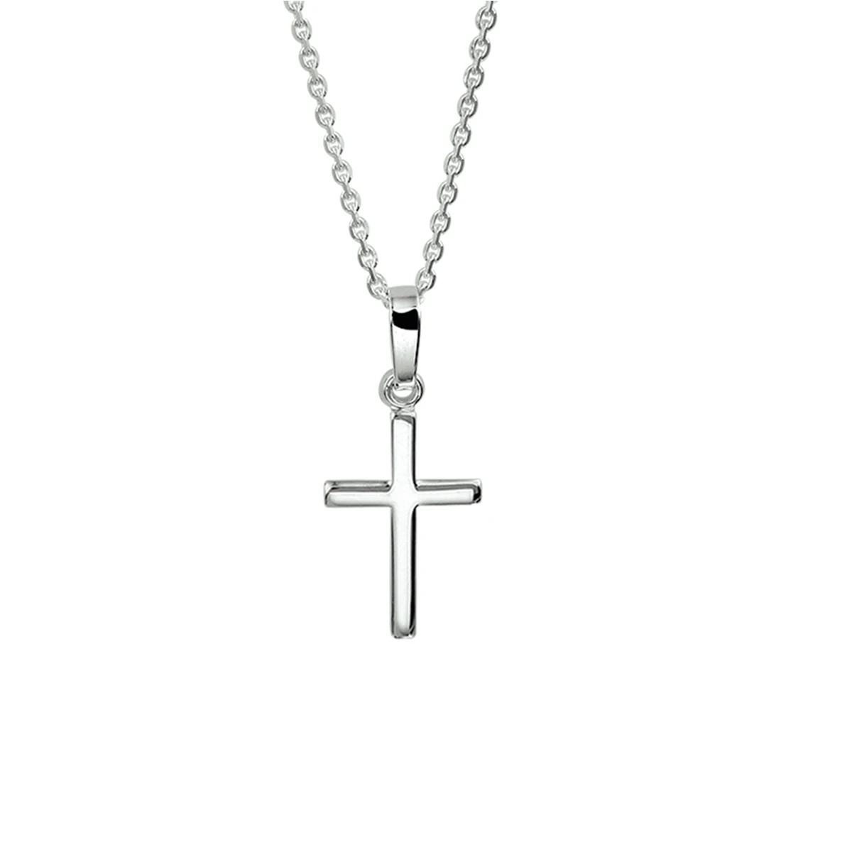 collier kruis 1,3 mm 41 + 4 cm zilver gerhodineerd