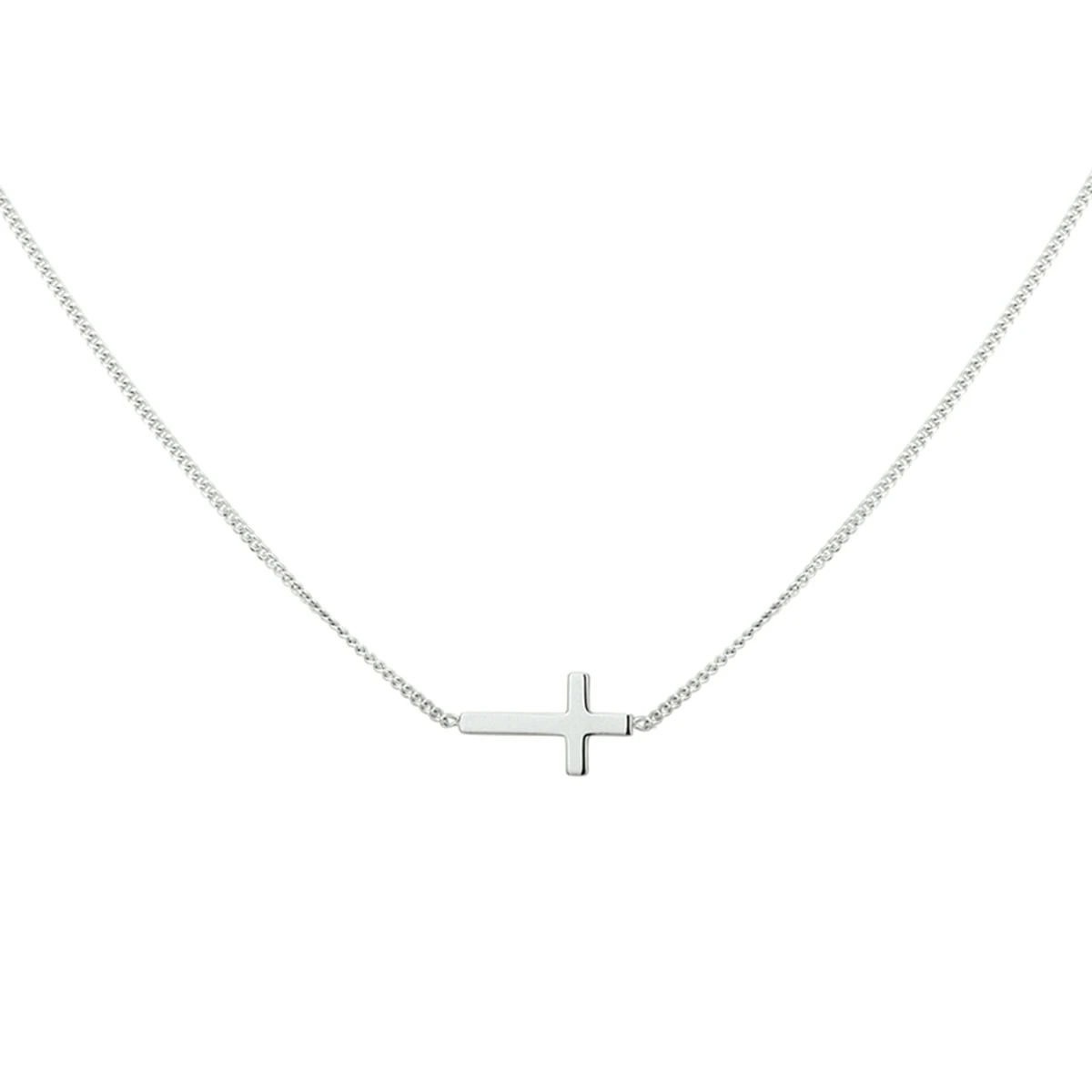 collier kruis 40 + 5 cm zilver gerhodineerd