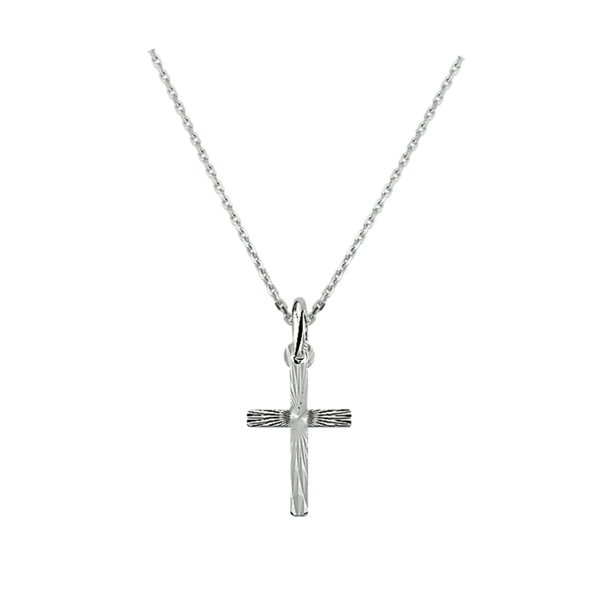 collier kruis 41 + 4 cm zilver gerhodineerd