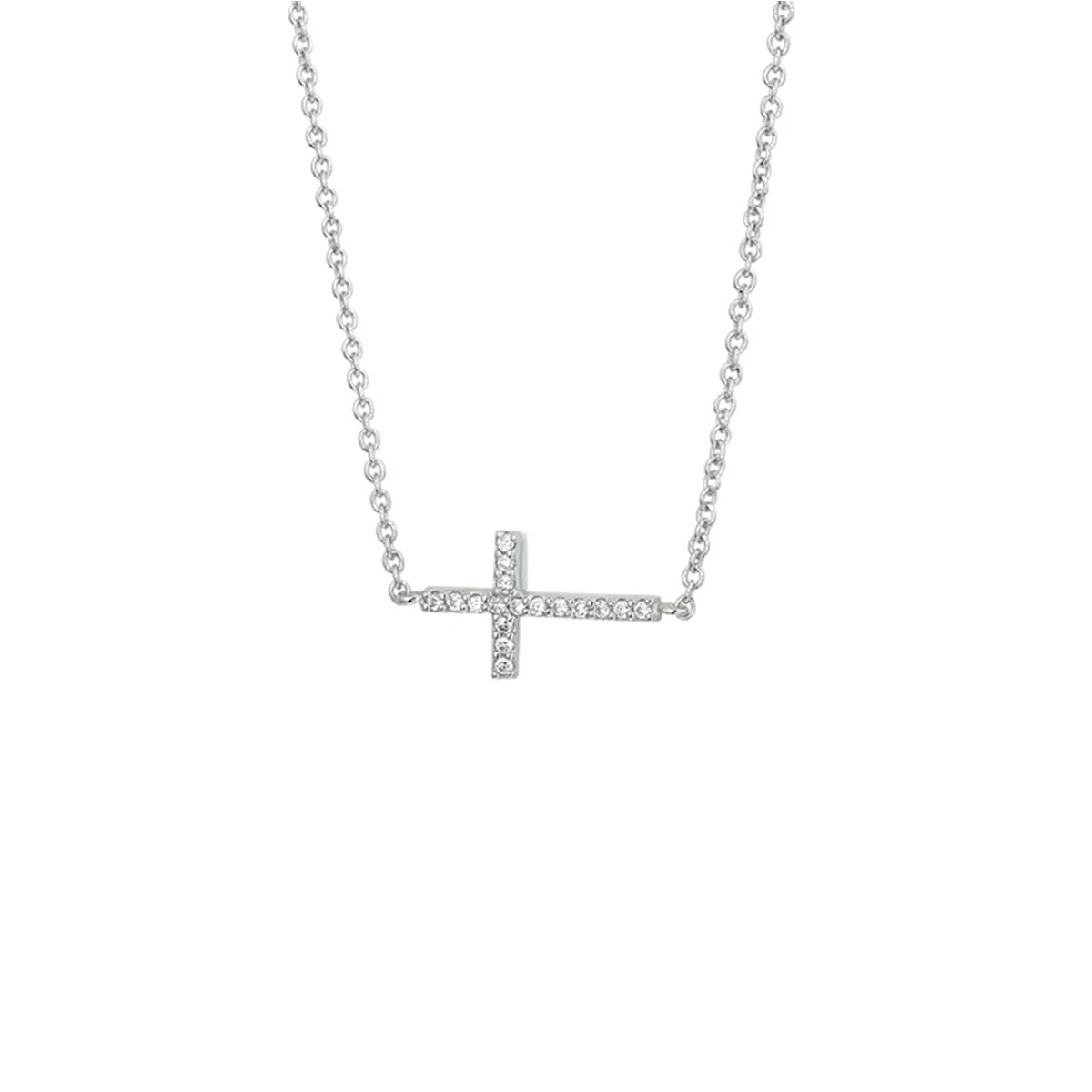 collier kruis zirkonia 41 + 4 cm zilver gerhodineerd