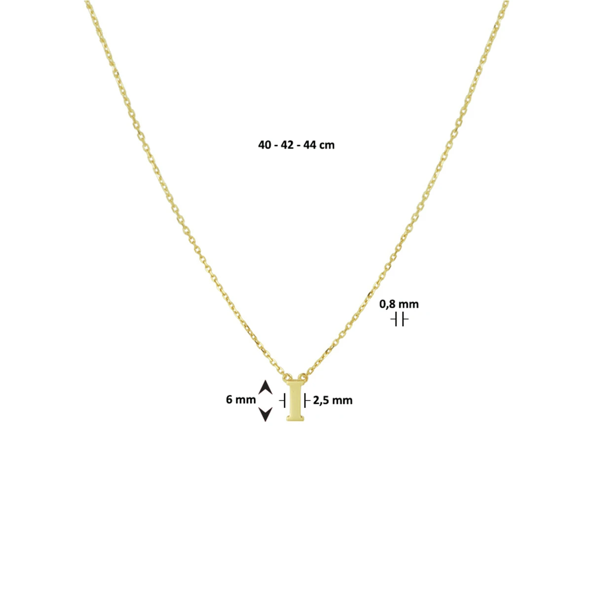 collier letter 40 - 42 - 44 cm 14K geelgoud