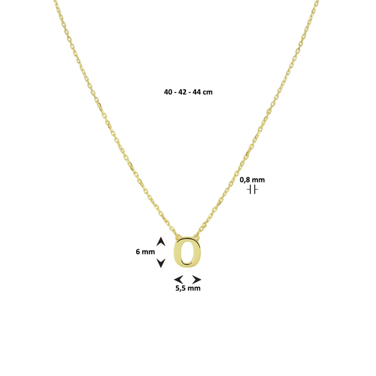 collier letter 40 - 42 - 44 cm 14K geelgoud