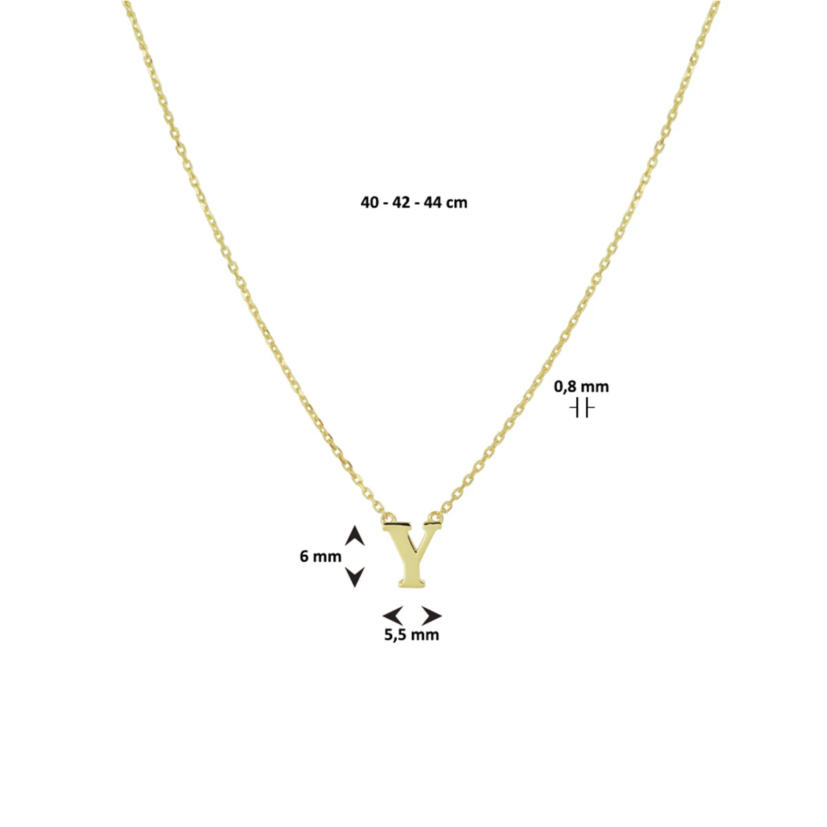 collier letter 40 - 42 - 44 cm 14K geelgoud