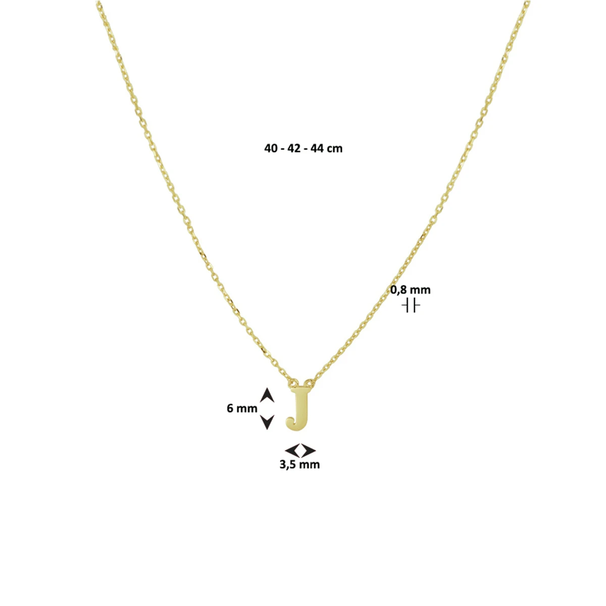 collier letter 40 - 42 - 44 cm 14K geelgoud