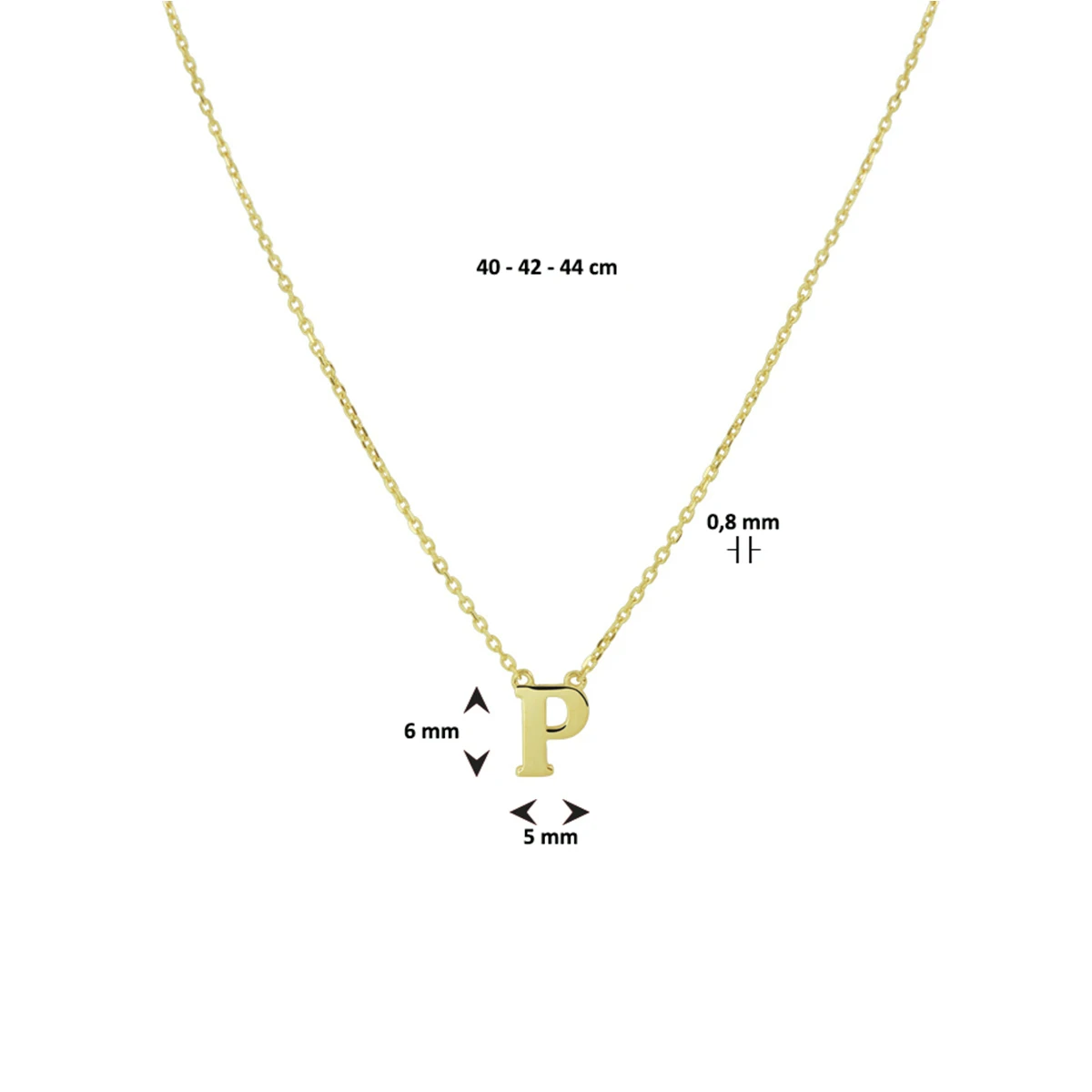 collier letter 40 - 42 - 44 cm 14K geelgoud