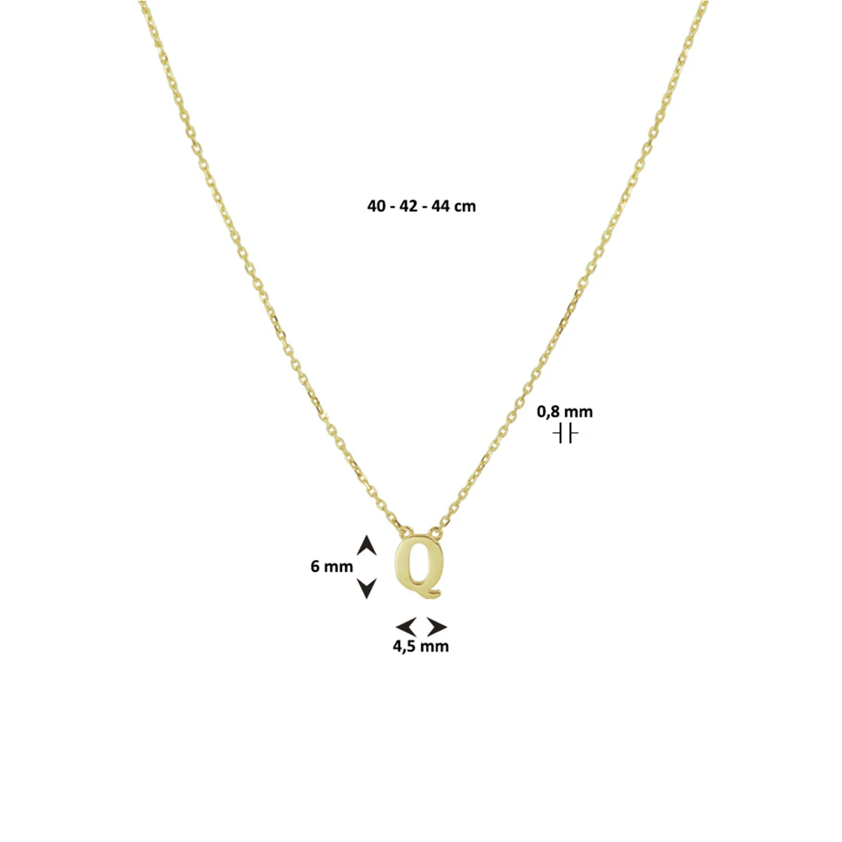 collier letter 40 - 42 - 44 cm 14K geelgoud