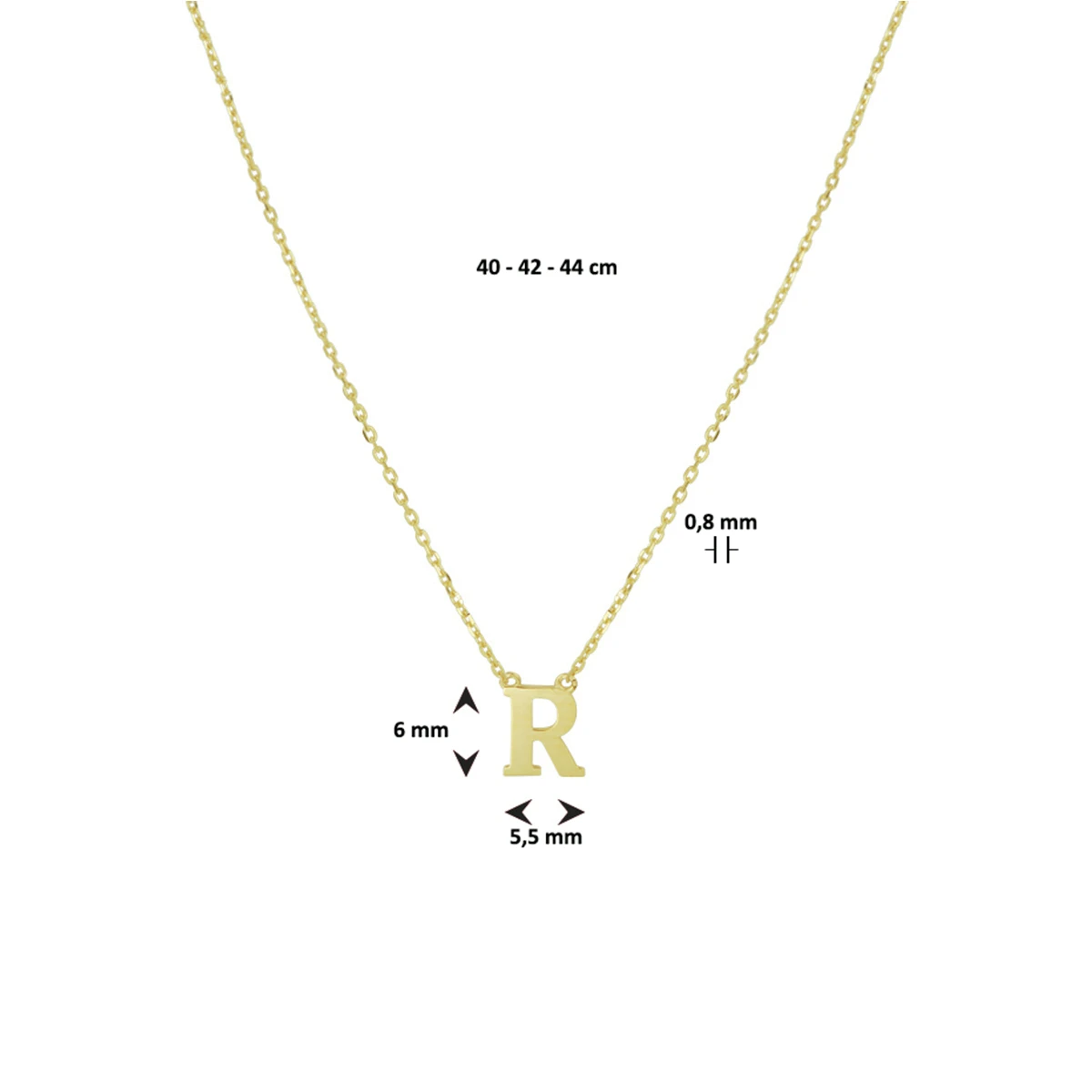 collier letter 40 - 42 - 44 cm 14K geelgoud
