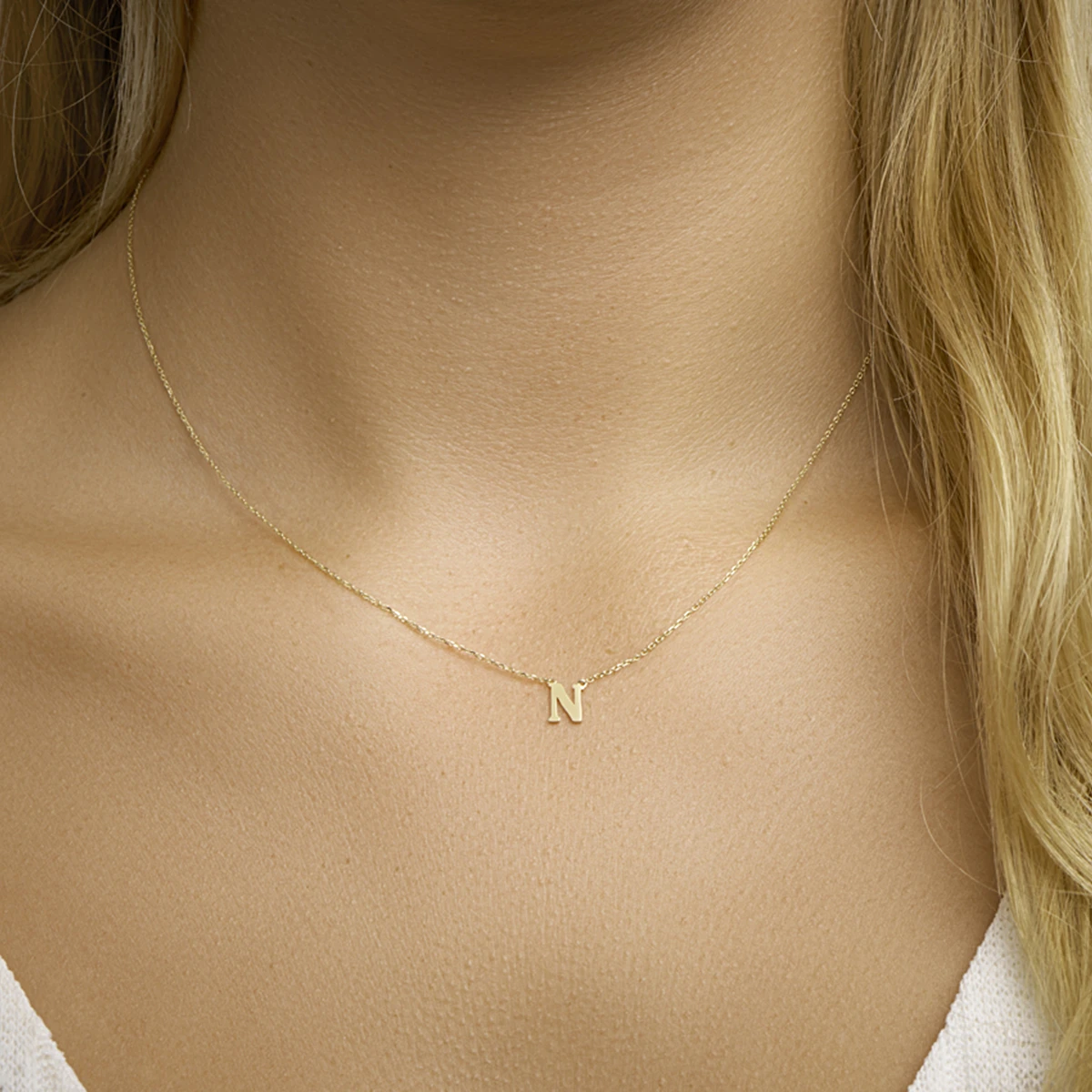 collier letter 40 - 42 - 44 cm 14K geelgoud