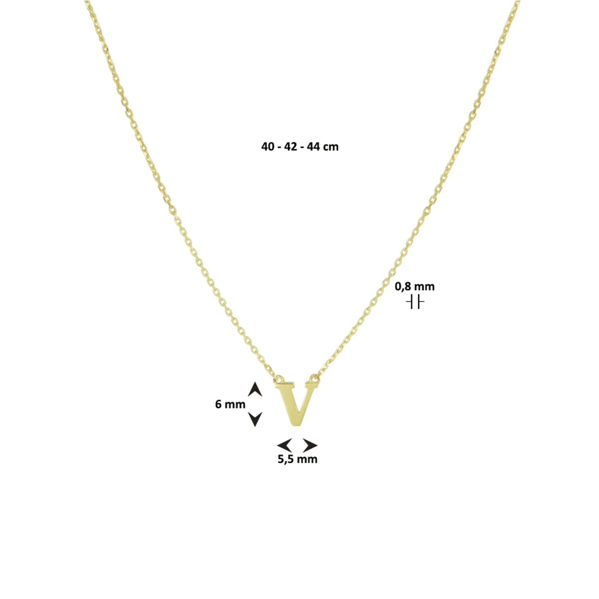 collier letter 40 - 42 - 44 cm 14K geelgoud