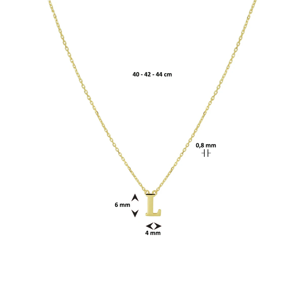 collier letter 40 - 42 - 44 cm 14K geelgoud