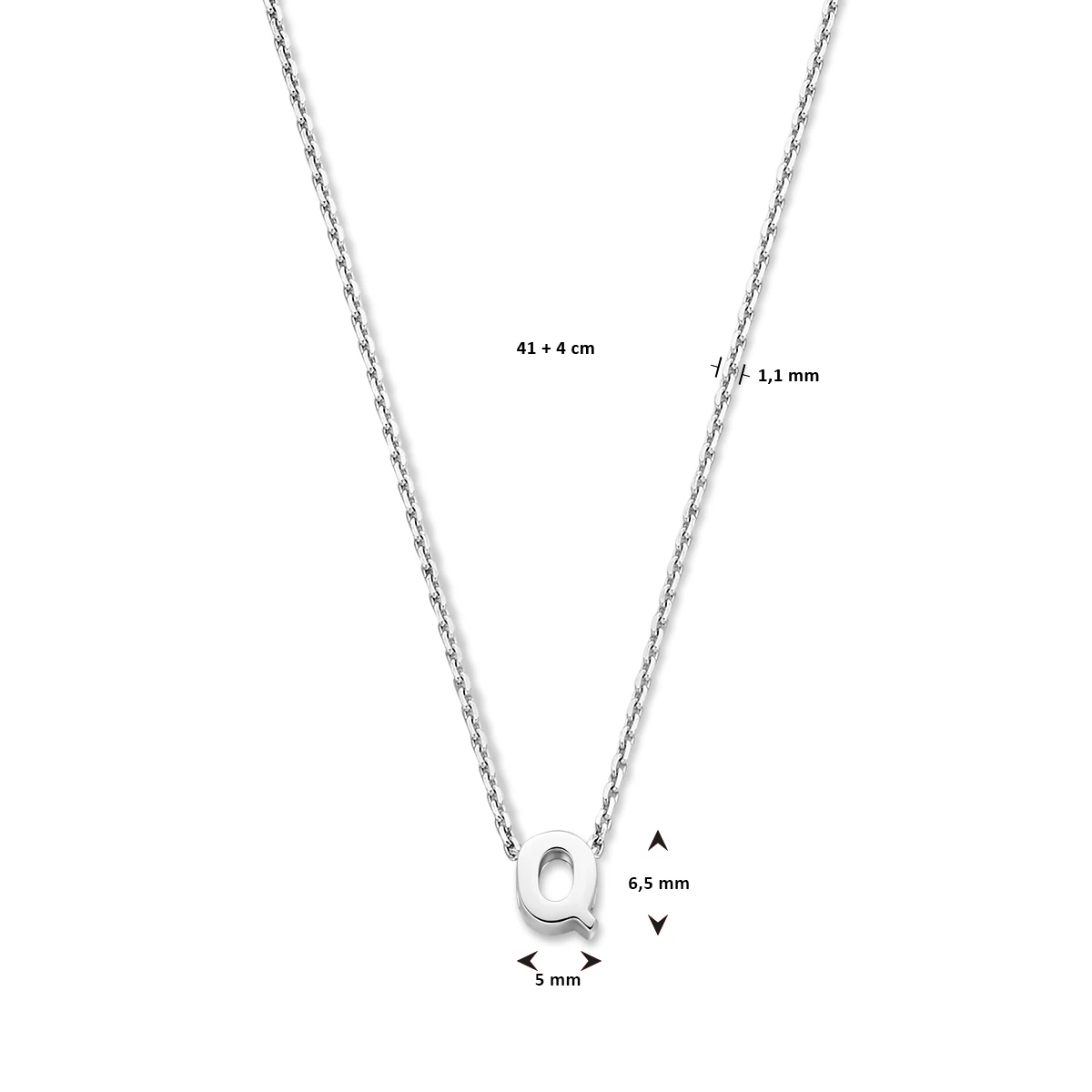 collier letter zilver gerhodineerd