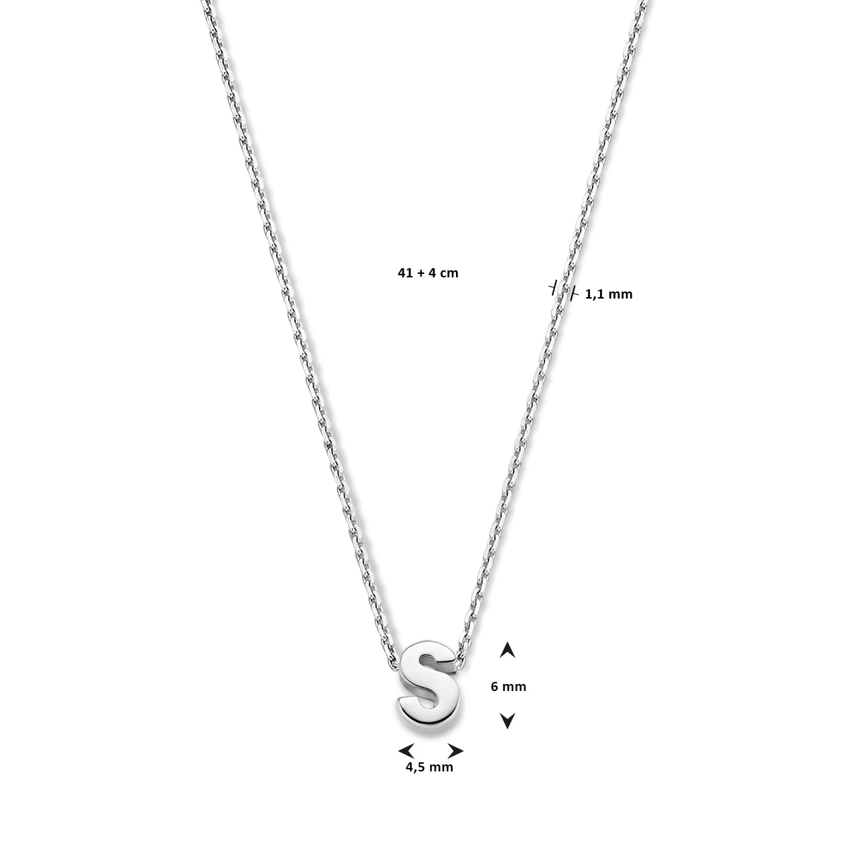 collier letter zilver gerhodineerd