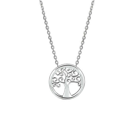 collier levensboom 41 + 4 cm zilver gerhodineerd