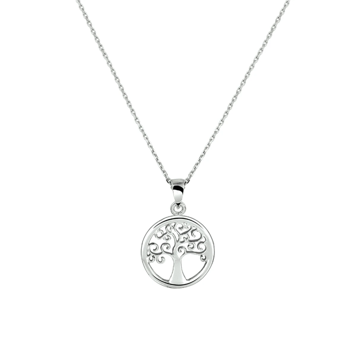 collier levensboom 41 + 4 cm zilver gerhodineerd
