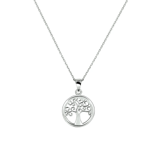 collier levensboom 41 + 4 cm zilver gerhodineerd
