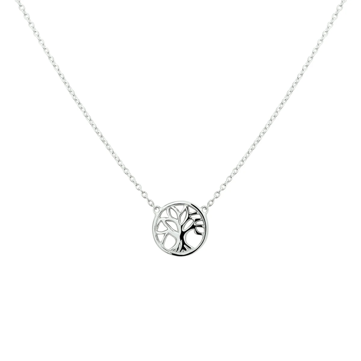 collier levensboom 41 + 4 cm zilver gerhodineerd