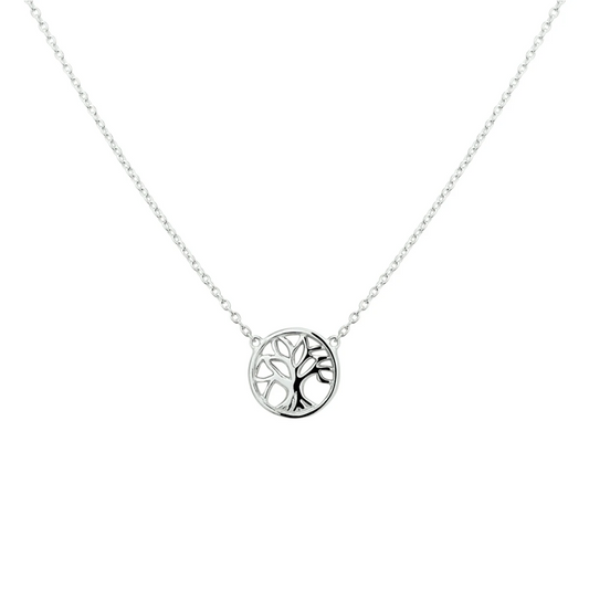collier levensboom 41 + 4 cm zilver gerhodineerd