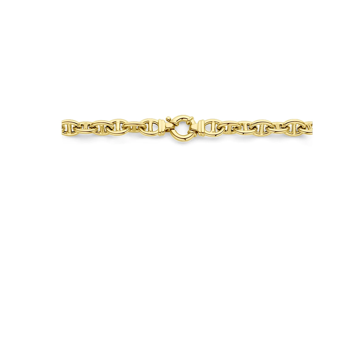 collier marine 10 mm 45 cm met groot springslot 14K geelgoud