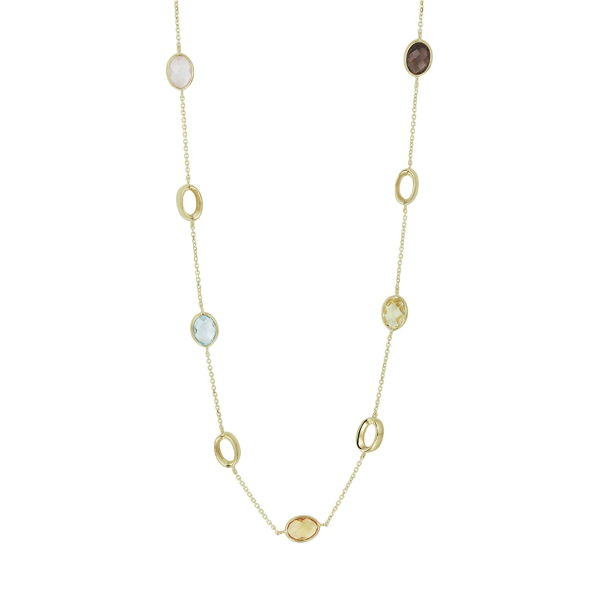 collier natuurlijke kleurstenen 42 - 45 cm 14K geelgoud