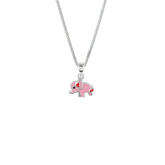 collier olifant emaille 36 + 4 cm zilver gerhodineerd