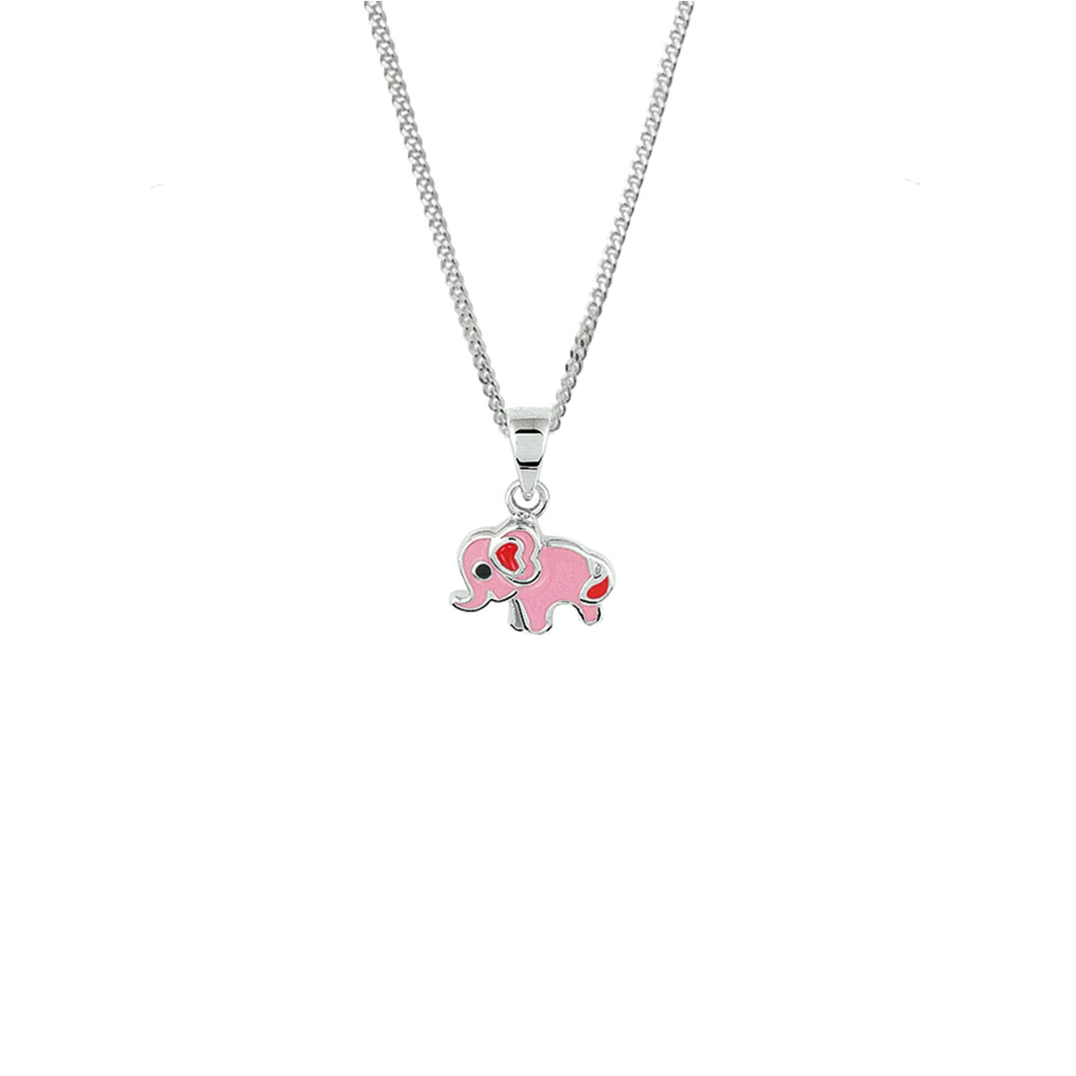 collier olifant emaille 36 + 4 cm zilver gerhodineerd