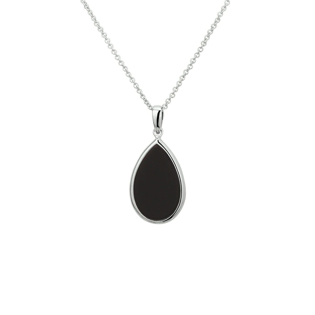 collier onyx 42 + 3 cm zilver gerhodineerd
