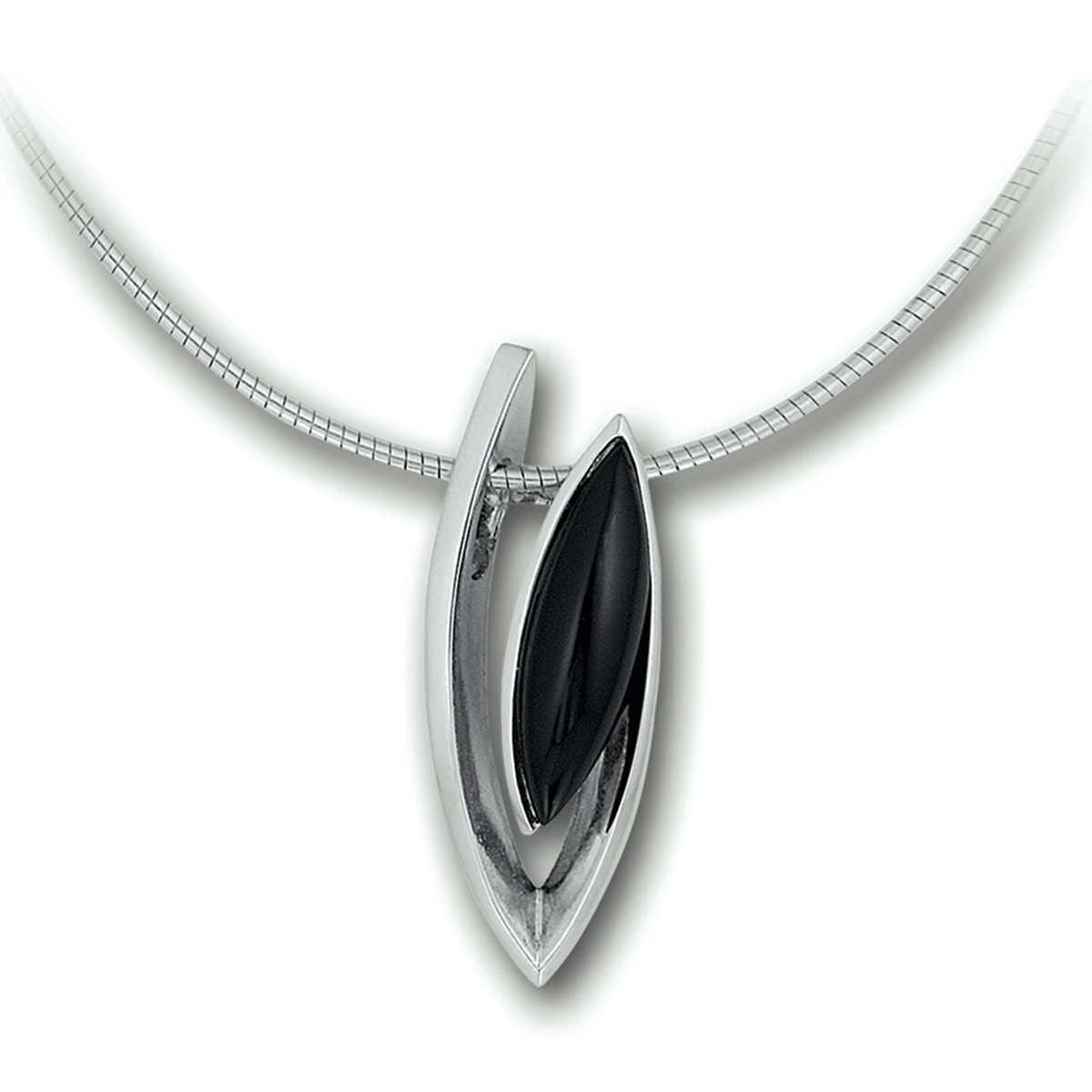 collier onyx 42 + 3 cm zilver gerhodineerd