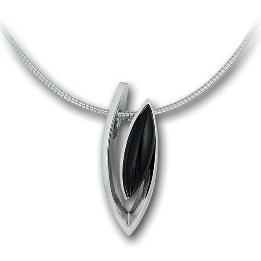 collier onyx 42 + 3 cm zilver gerhodineerd