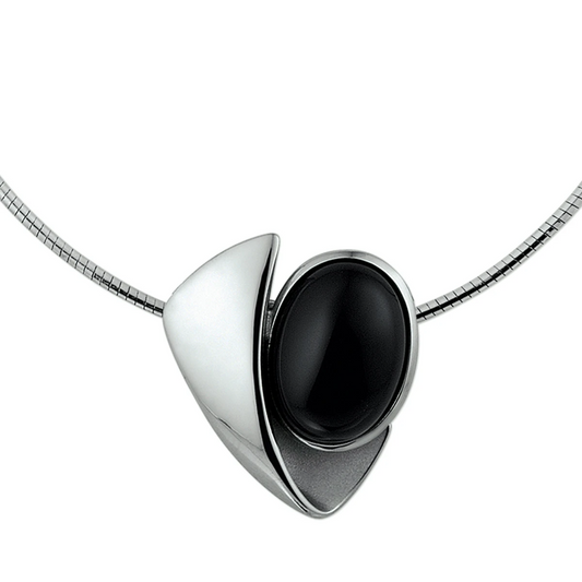 collier onyx 42 + 3 cm zilver gerhodineerd
