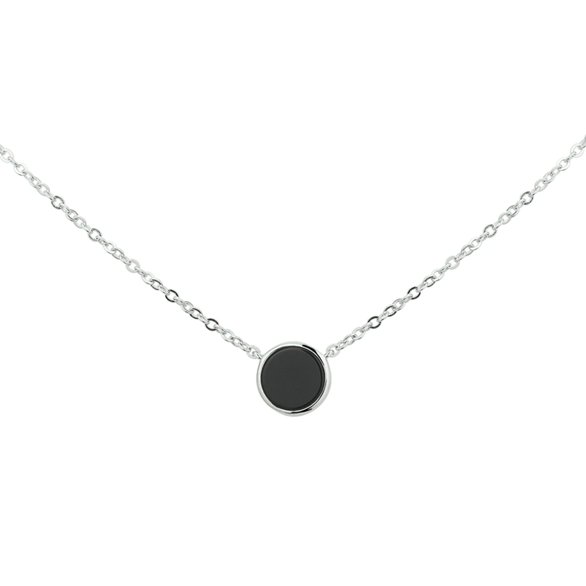 collier onyx 42 + 3 cm zilver gerhodineerd
