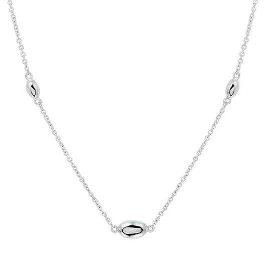 collier ovaaltjes 42 + 3 cm zilver gerhodineerd