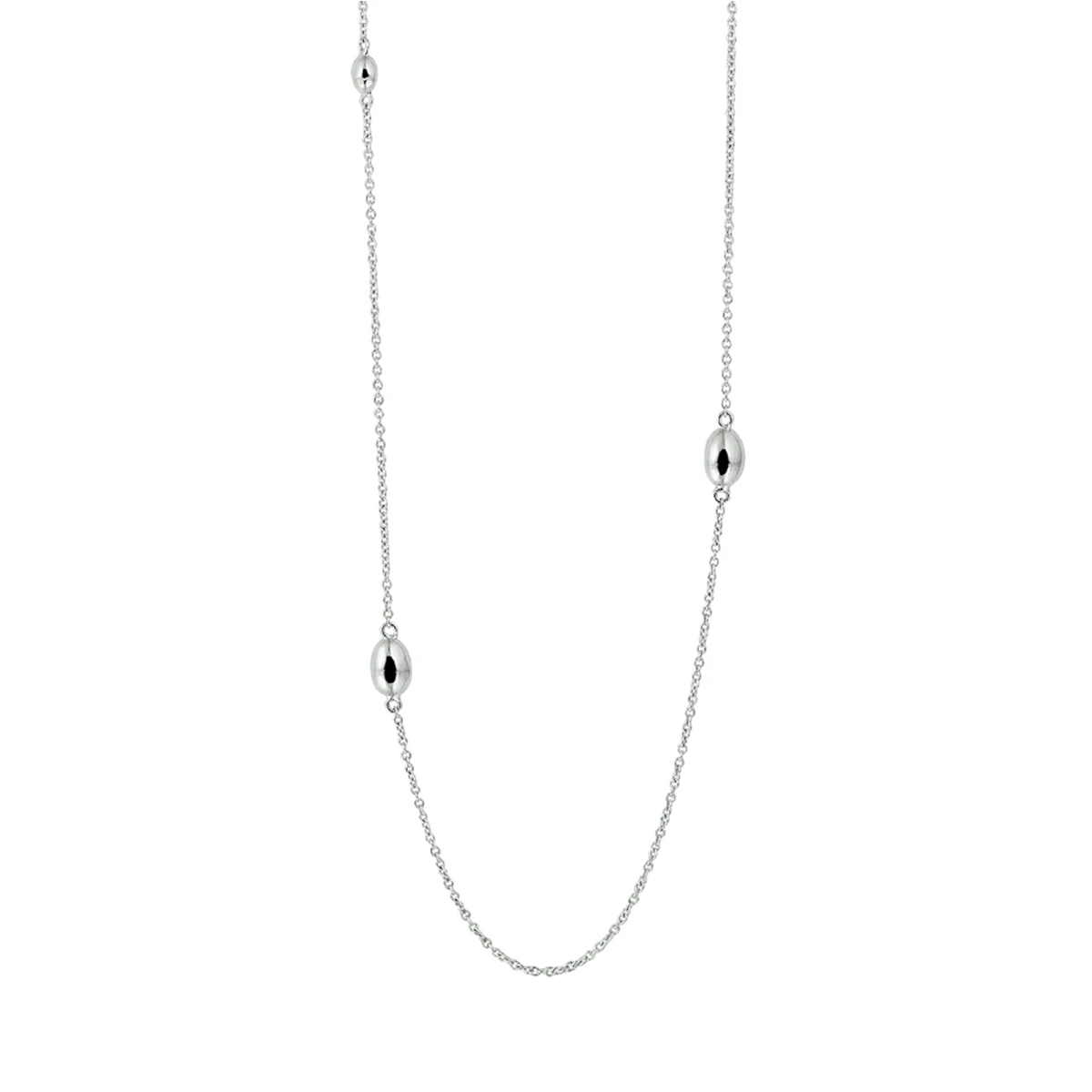 collier ovaaltjes 80 cm zilver gerhodineerd