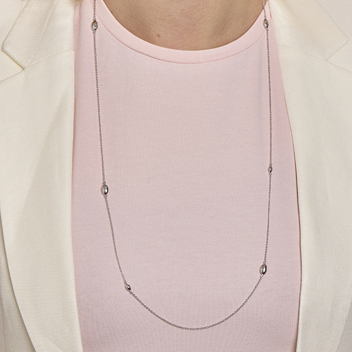 collier ovaaltjes 80 cm zilver gerhodineerd