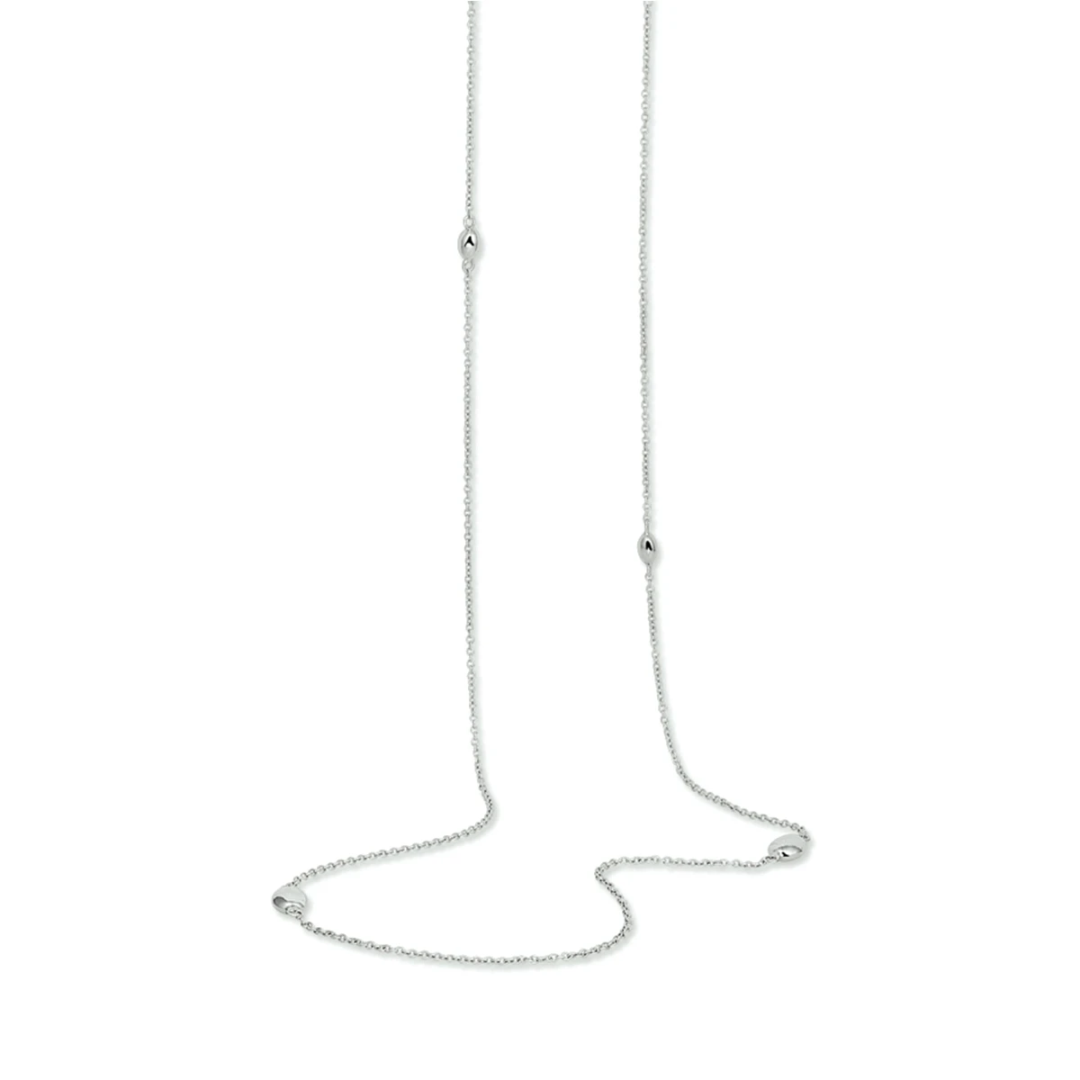 collier ovaaltjes 80 cm zilver gerhodineerd