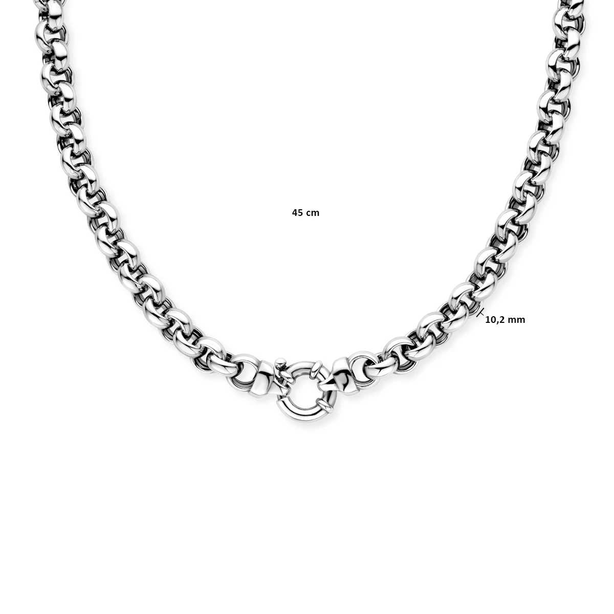 collier oxi jasseron 10,5 mm met groot veerslot zilver geoxideerd