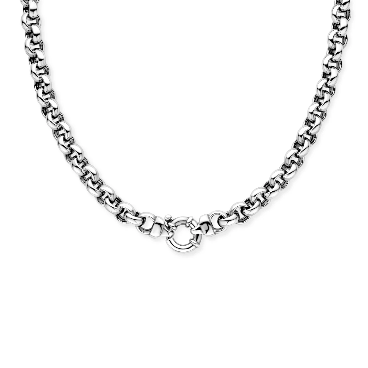collier oxi jasseron 10,5 mm met groot veerslot zilver geoxideerd