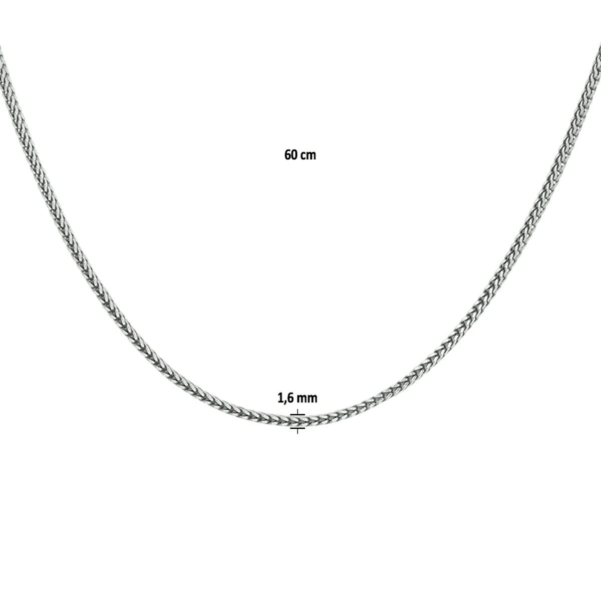 collier oxi vossestaart 1,6 mm zilver geoxideerd