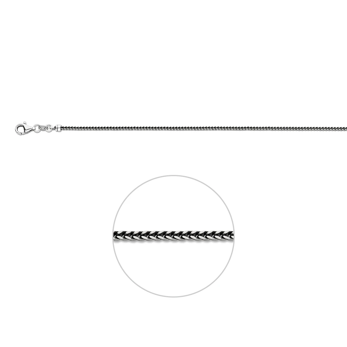 collier oxi vossestaart 1,6 mm zilver geoxideerd