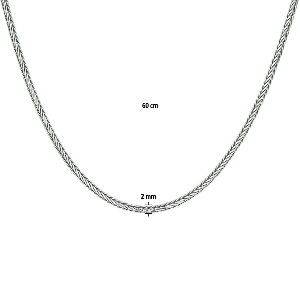 collier oxi vossestaart 2,0 mm zilver geoxideerd