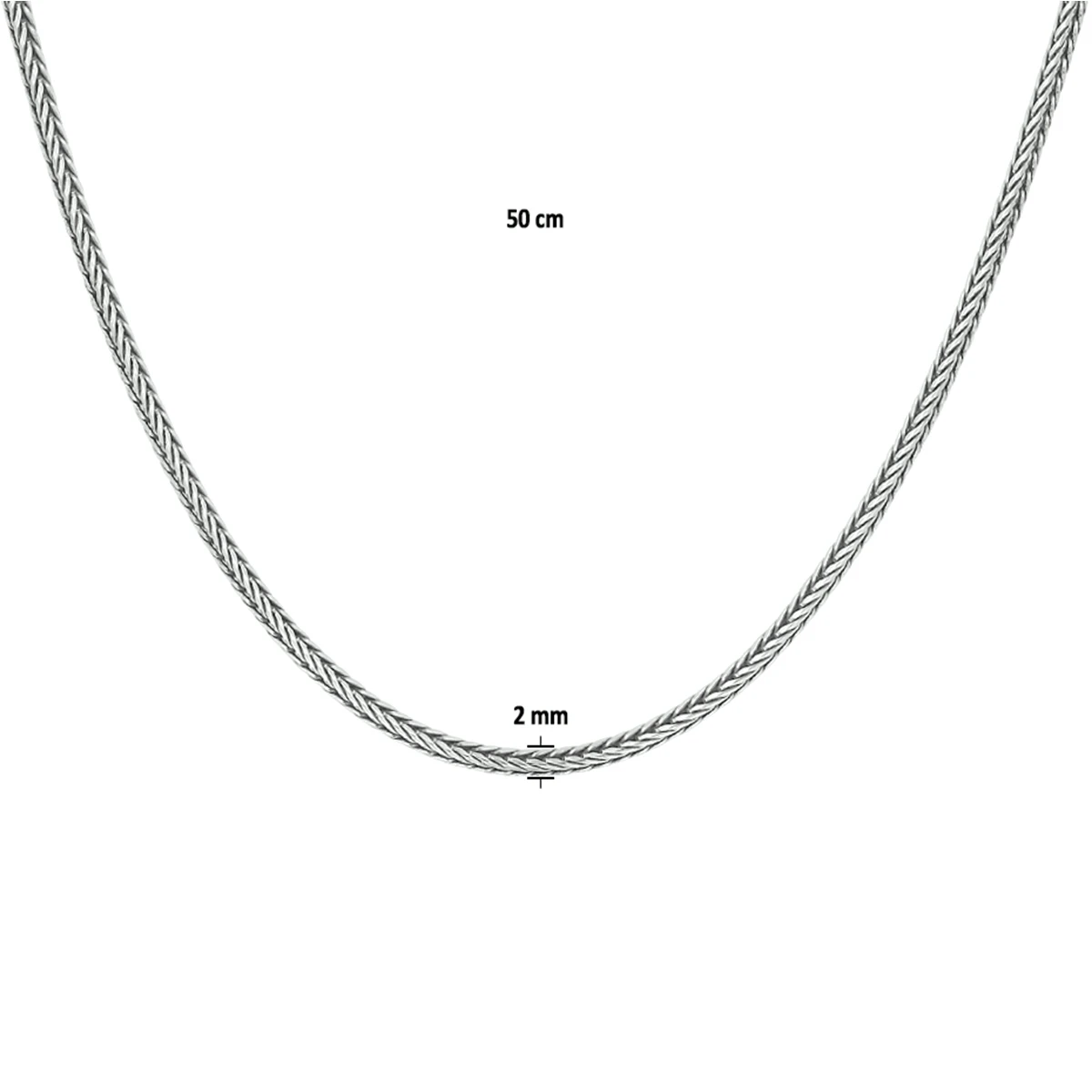 collier oxi vossestaart 2,0 mm zilver geoxideerd