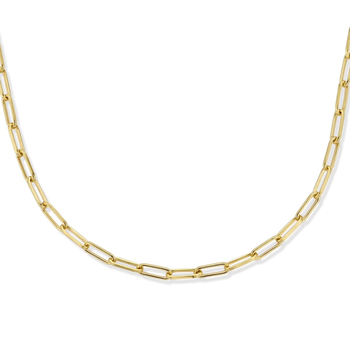 collier paperclip platte buis 2,3 mm 42 + 3 cm zilver verguld (geel)