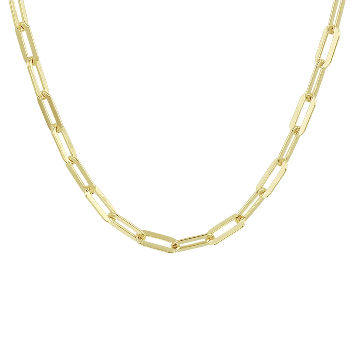collier paperclip platte buis 3,7 mm zilver verguld (geel)