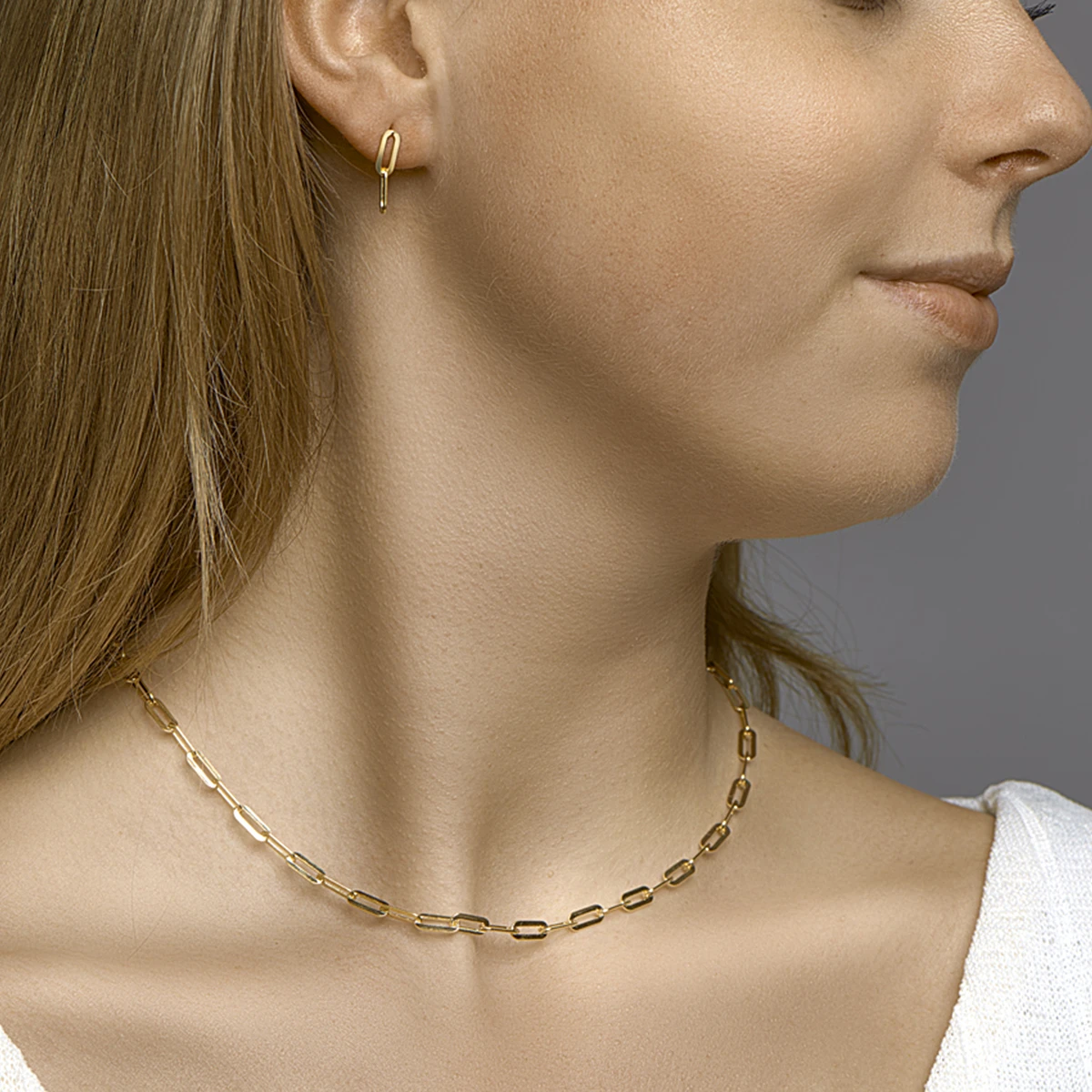 collier paperclip platte buis 3,7 mm zilver verguld (geel)