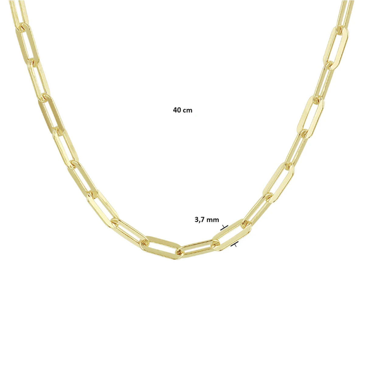 collier paperclip platte buis 3,7 mm zilver verguld (geel)