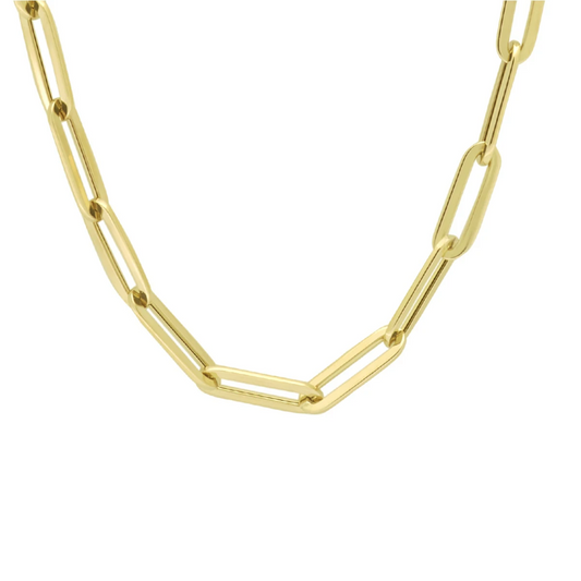 collier paperclip platte buis 5,0 mm 45 cm 14K geelgoud
