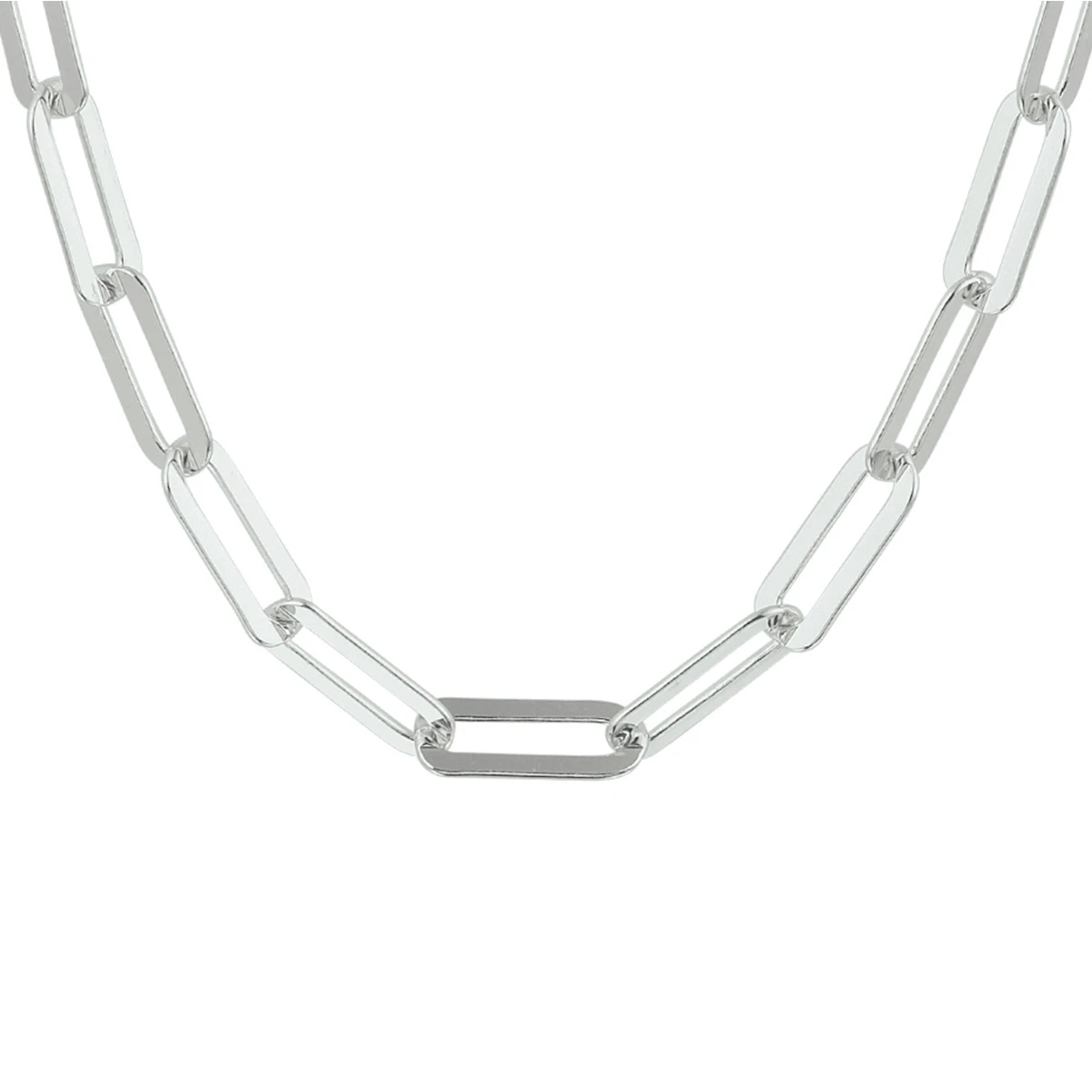 collier paperclip platte buis 5,4 mm zilver gerhodineerd