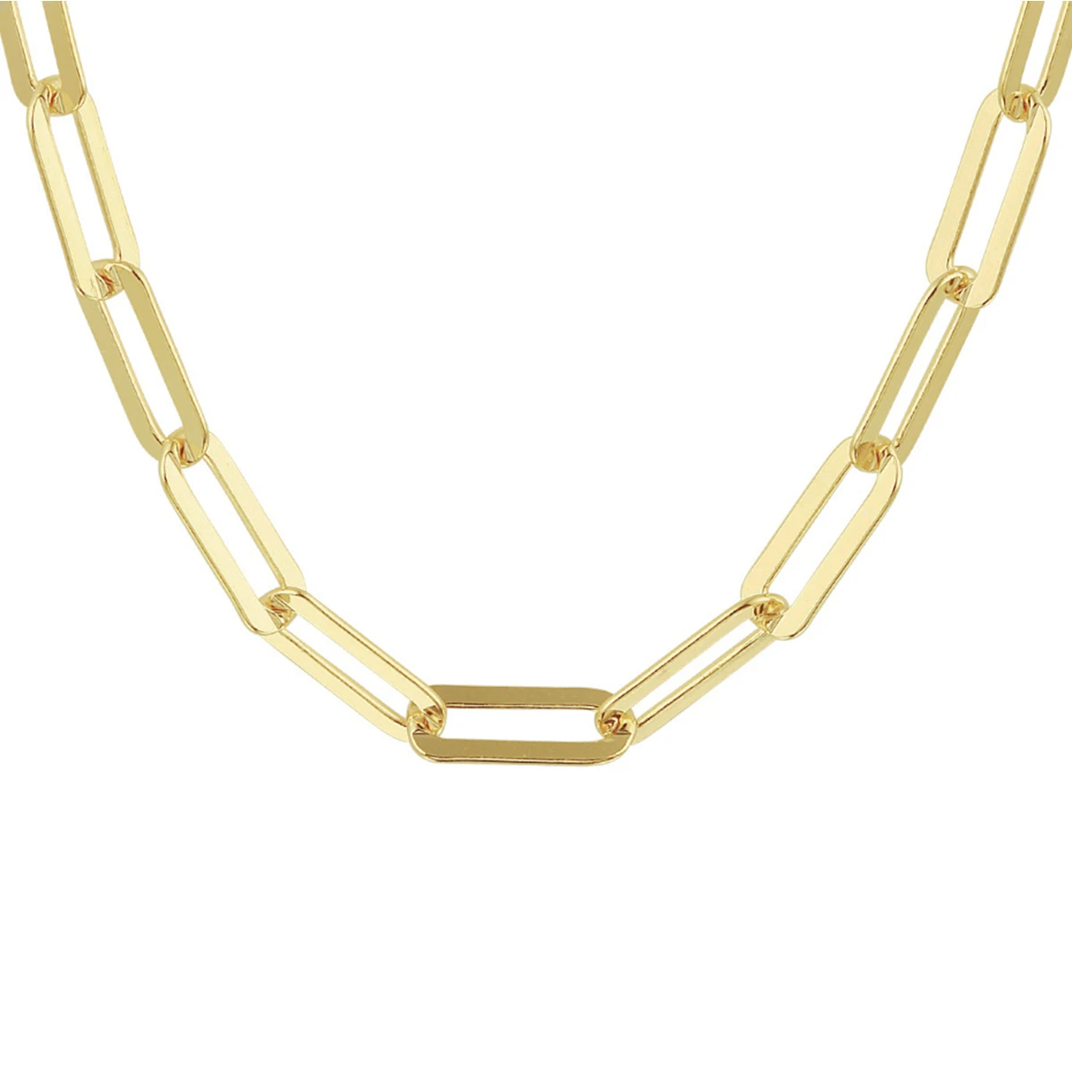 collier paperclip platte buis 5,4 mm zilver verguld (geel)